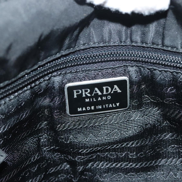 PRADA Hand Bag Nylon Black Silver Auth hk2902