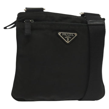 PRADA Shoulder Bag Nylon Black Silver Auth hk2903