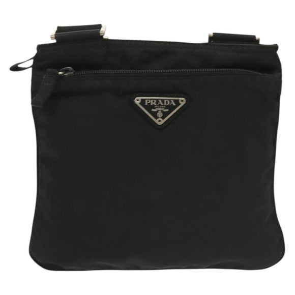 PRADA Shoulder Bag Nylon Black Silver Auth hk2903