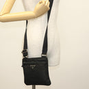 PRADA Shoulder Bag Nylon Black Silver Auth hk2903-23