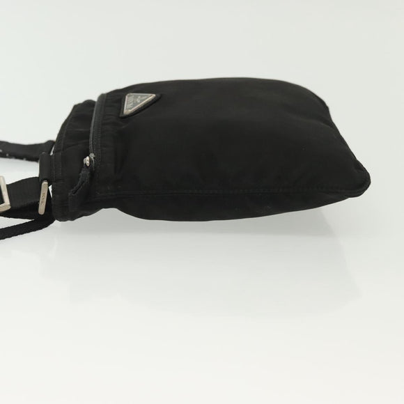 PRADA Shoulder Bag Nylon Black Silver Auth hk2903