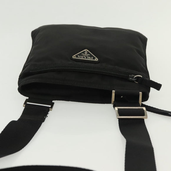 PRADA Shoulder Bag Nylon Black Silver Auth hk2903