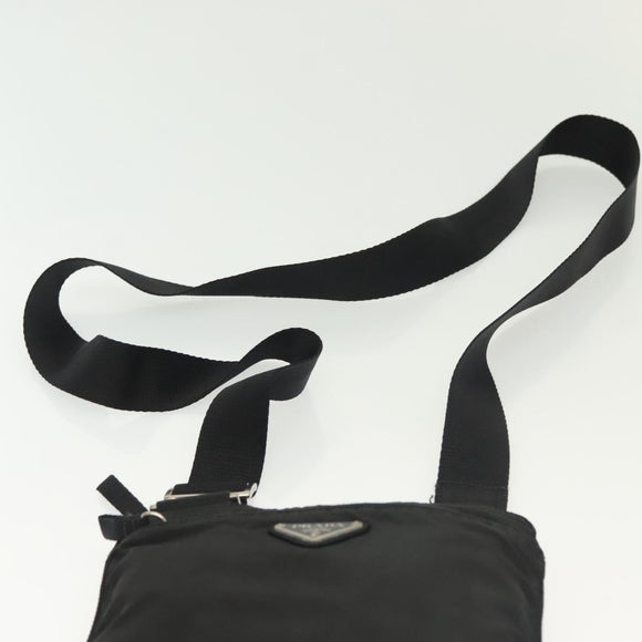 PRADA Shoulder Bag Nylon Black Silver Auth hk2903