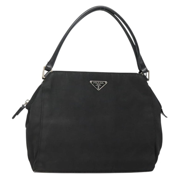 PRADA Tote Bag Nylon Black Silver Auth hk2904