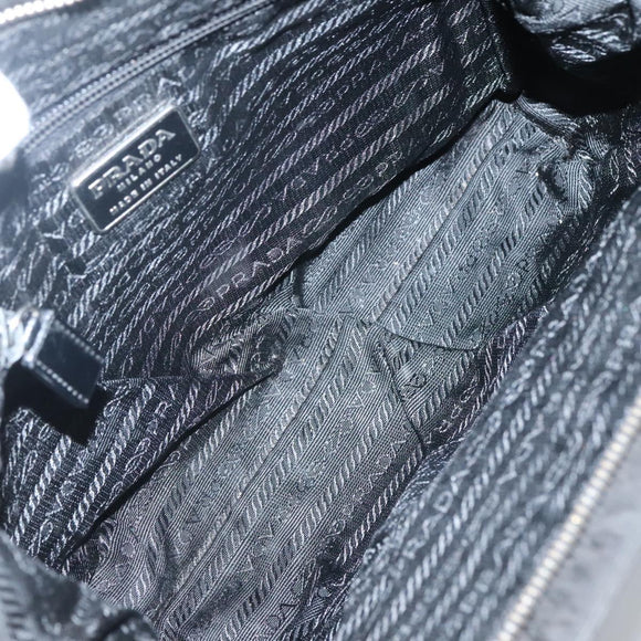 PRADA Tote Bag Nylon Black Silver Auth hk2904