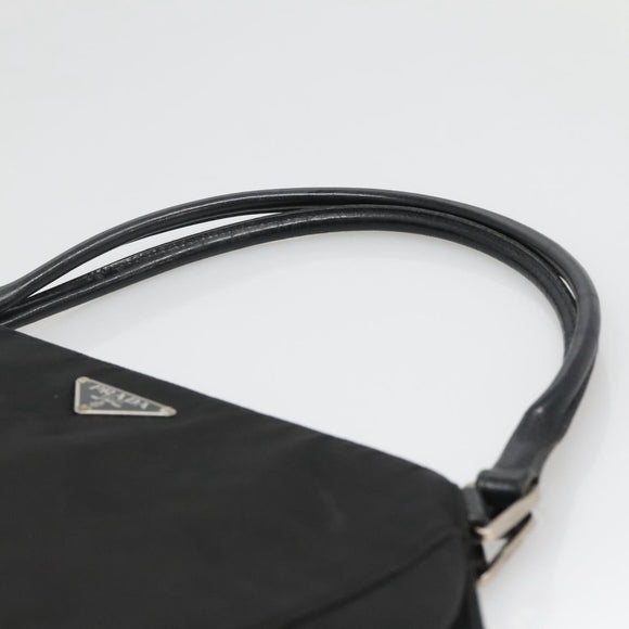 PRADA Tote Bag Nylon Black Silver Auth hk2904