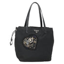 PRADA Tote Bag Nylon Black Silver Auth hk2905-1