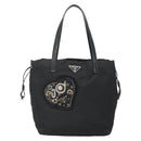 PRADA Tote Bag Nylon Black Silver Auth hk2905-2