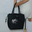 PRADA Tote Bag Nylon Black Silver Auth hk2905-23