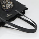 PRADA Tote Bag Nylon Black Silver Auth hk2905-7