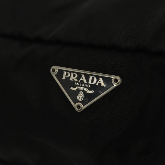 PRADA Travel Pouch Nylon Black Silver Auth hk2906