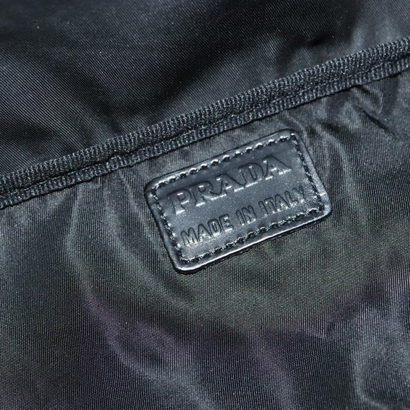 PRADA Travel Pouch Nylon Black Silver Auth hk2906