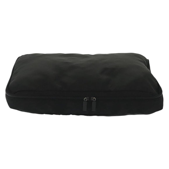 PRADA Travel Pouch Nylon Black Silver Auth hk2906