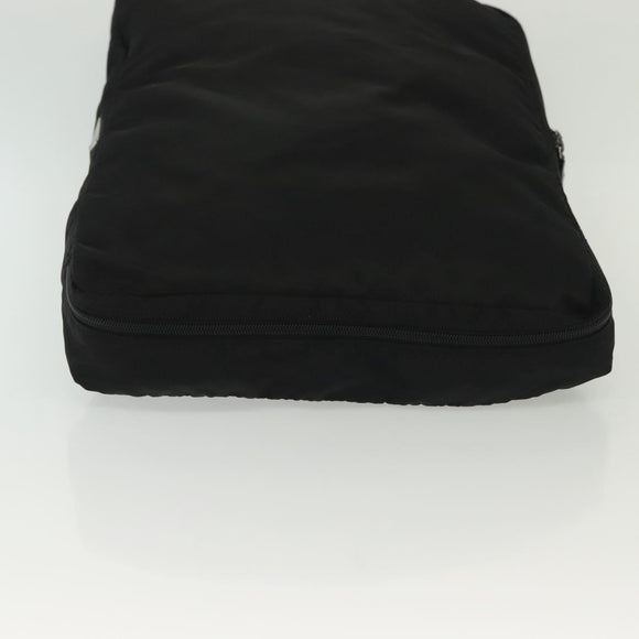 PRADA Travel Pouch Nylon Black Silver Auth hk2906