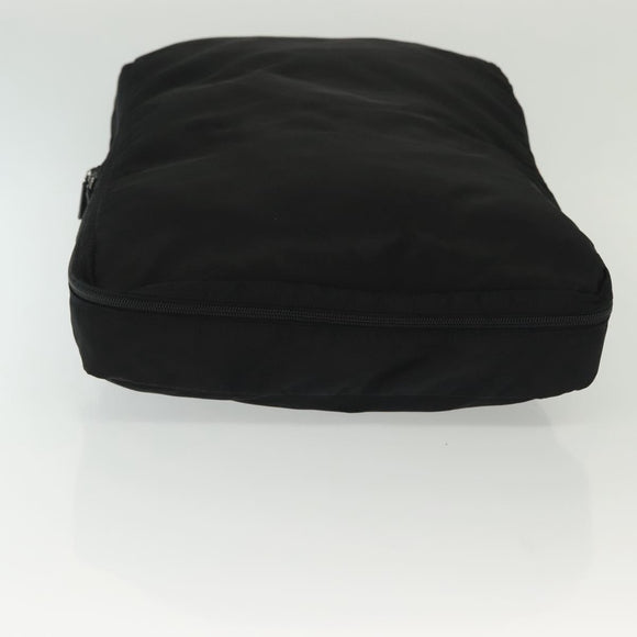 PRADA Travel Pouch Nylon Black Silver Auth hk2906