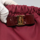 Salvatore Ferragamo Vala Tote Bag Nylon Bordeaux Gold Auth hk2907-17