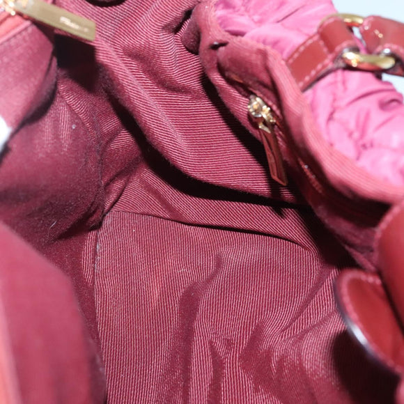 Salvatore Ferragamo Vala Tote Bag Nylon Bordeaux Gold Auth hk2907