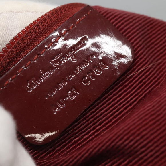 Salvatore Ferragamo Vala Tote Bag Nylon Bordeaux Gold Auth hk2907