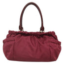 Salvatore Ferragamo Vala Tote Bag Nylon Bordeaux Gold Auth hk2907-2