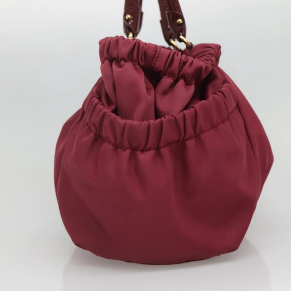 Salvatore Ferragamo Vala Tote Bag Nylon Bordeaux Gold Auth hk2907