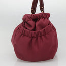 Salvatore Ferragamo Vala Tote Bag Nylon Bordeaux Gold Auth hk2907-4