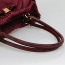 Salvatore Ferragamo Vala Tote Bag Nylon Bordeaux Gold Auth hk2907-7