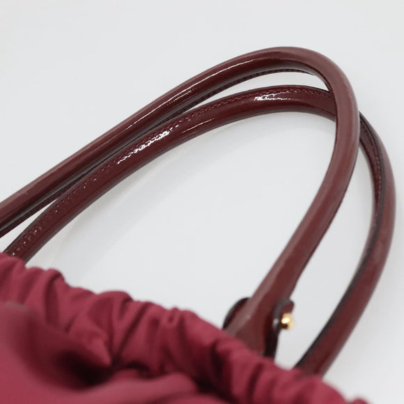 Salvatore Ferragamo Vala Tote Bag Nylon Bordeaux Gold Auth hk2907