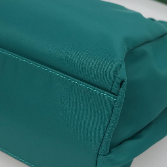 Salvatore Ferragamo Vala Tote Bag Nylon 2way Green Gold Auth hk2908