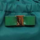 Salvatore Ferragamo Vala Tote Bag Nylon 2way Green Gold Auth hk2908-19