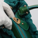 Salvatore Ferragamo Vala Tote Bag Nylon 2way Green Gold Auth hk2908-10