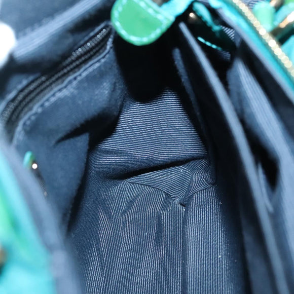 Salvatore Ferragamo Vala Tote Bag Nylon 2way Green Gold Auth hk2908