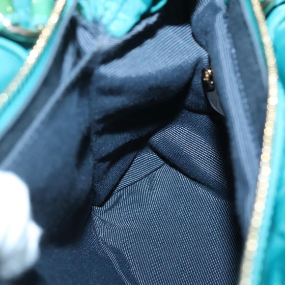 Salvatore Ferragamo Vala Tote Bag Nylon 2way Green Gold Auth hk2908