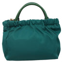 Salvatore Ferragamo Vala Tote Bag Nylon 2way Green Gold Auth hk2908-2