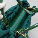 Salvatore Ferragamo Vala Tote Bag Nylon 2way Green Gold Auth hk2908-6