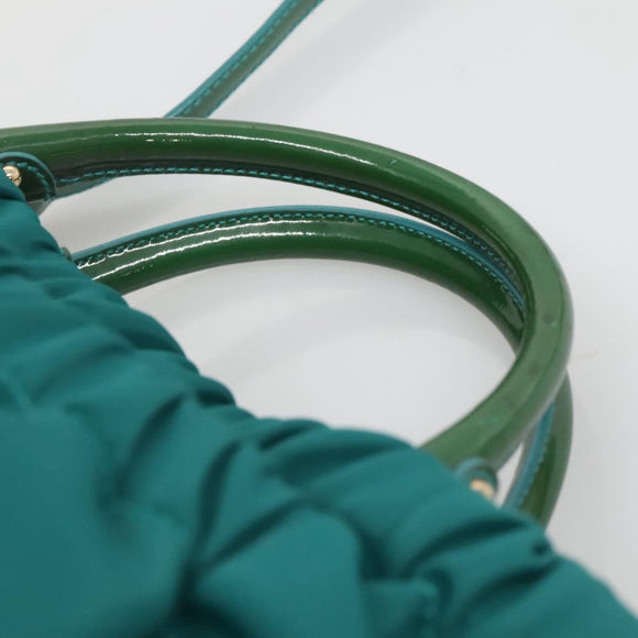 Salvatore Ferragamo Vala Tote Bag Nylon 2way Green Gold Auth hk2908