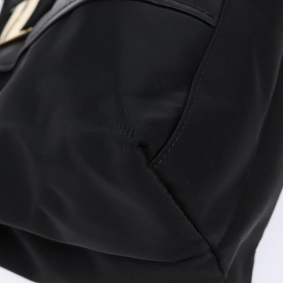 Salvatore Ferragamo Vala Tote Bag Nylon Black Gold Auth hk2909