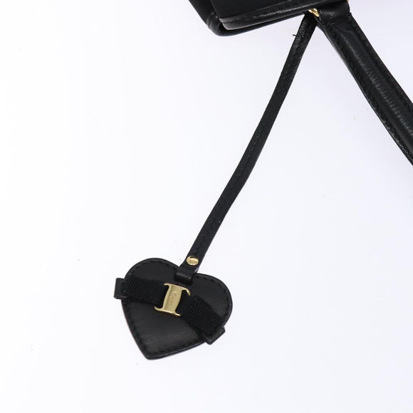 Salvatore Ferragamo Vala Tote Bag Nylon Black Gold Auth hk2909