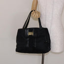 Salvatore Ferragamo Vala Tote Bag Nylon Black Gold Auth hk2909-23