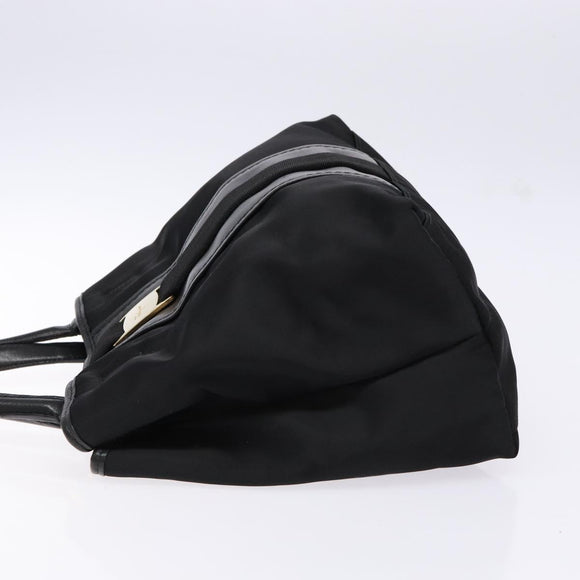 Salvatore Ferragamo Vala Tote Bag Nylon Black Gold Auth hk2909