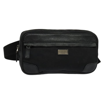 GUCCI GG Canvas Guccissima Waist Bag Leather Nylon Black 162417 Auth hk2912