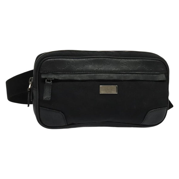 GUCCI GG Canvas Guccissima Waist Bag Leather Nylon Black 162417 Auth hk2912
