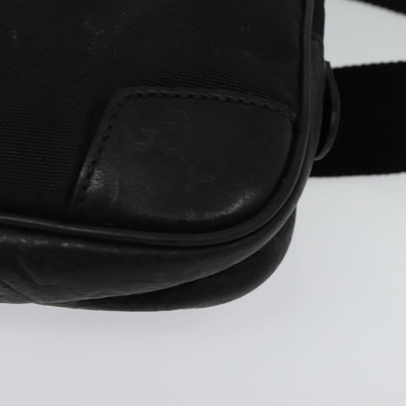 GUCCI GG Canvas Guccissima Waist Bag Leather Nylon Black 162417 Auth hk2912