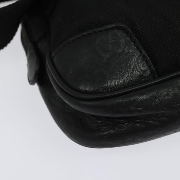 GUCCI GG Canvas Guccissima Waist Bag Leather Nylon Black 162417 Auth hk2912