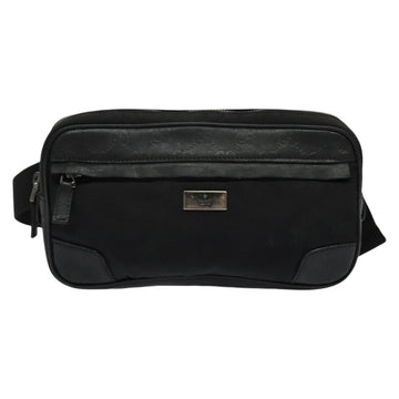 GUCCI GG Canvas Guccissima Waist Bag Leather Nylon Black 162417 Auth hk2912 - 0
