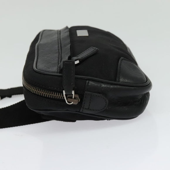 GUCCI GG Canvas Guccissima Waist Bag Leather Nylon Black 162417 Auth hk2912
