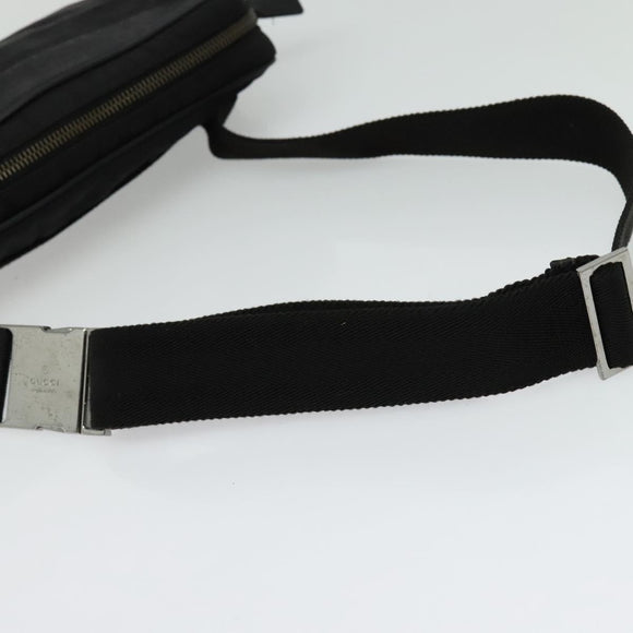 GUCCI GG Canvas Guccissima Waist Bag Leather Nylon Black 162417 Auth hk2912