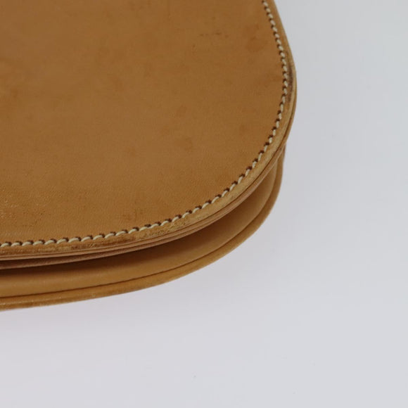 GUCCI Shoulder Bag Leather Beige Gold Auth hk2913