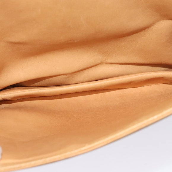 GUCCI Shoulder Bag Leather Beige Gold Auth hk2913