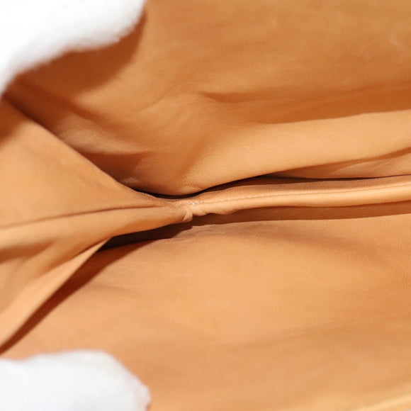 GUCCI Shoulder Bag Leather Beige Gold Auth hk2913