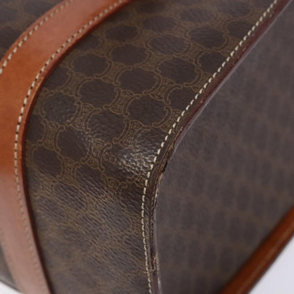 CELINE Macadam Canvas Hand Bag PVC Leather Brown Gold Auth hk2916